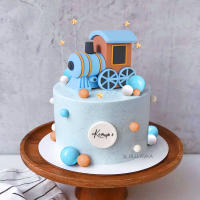 Topper De Tren Vintage Rojo Y Azul Para Decoración De Pasteles LaVenty Diseño De Coche Y Estrella Para Cumpleaños Y Fiestas - details 1