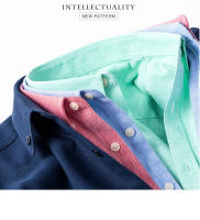 Camisa Oxford Para Hombre De Manga Larga Casual Rayada Gris Verde Azul Náutico Negocios Slim Botones Moda Tendencias - details 6