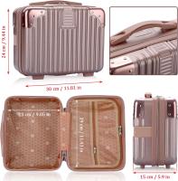 Estuche de viaje para maquillaje, Bolsa organizadora de cosméticos carcasa rígida con banda elástica, color Dorado y Rosa - details 0