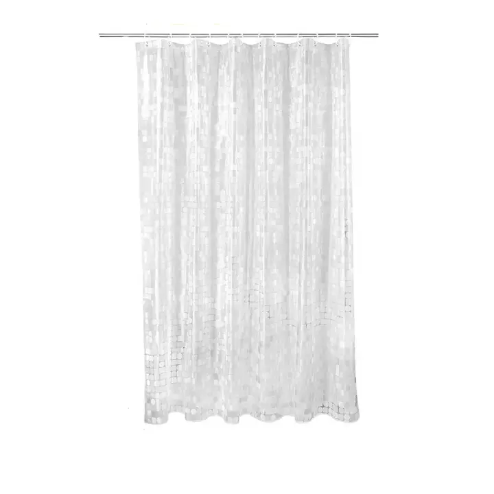 cortina de ducha，Cortina baño Impermeable PEVA ，180x180cm 3D Geométrica Transparente Antimoho Antibacteriano Semitransparente con 12 Ganchos - 1