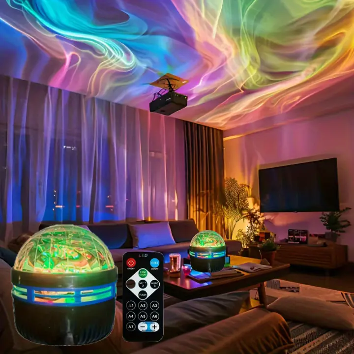 Luz Nocturna LED RGB Estelar Con Control Remoto Para Decoración De Habitaciones De Niños Y Fiestas Auto-Rotación 7 Modos USB Incluido - 1
