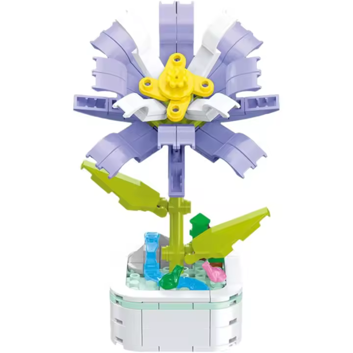 Con base, juego de construcción de Flores, bloques de construcción de Flores Artificiales para decoración del hogar y la Oficina, Aster - 1