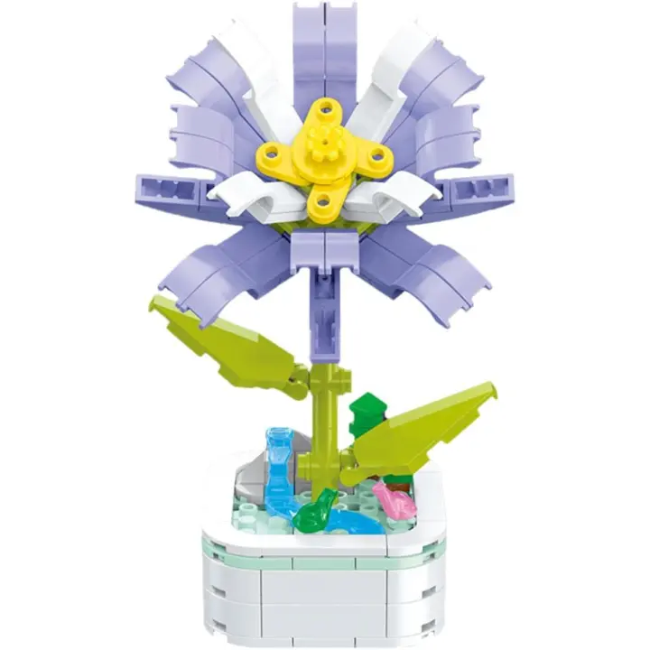 Con base, juego de construcción de Flores, bloques de construcción de Flores Artificiales para decoración del hogar y la Oficina, Aster - 1