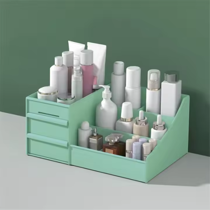 Cajón Estilo Organizador De Maquillaje Plástico Estante De Almacenamiento Para Dormitorio Mesita De Noche Caja De Escritorio - 1