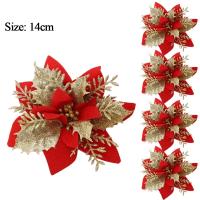 50/3pcs Flores De Navidad Plateadas Y Plateadas Artificiales Poinsettia De 14cm Adorno De Árbol De Navidad Decoración De Hogar Para Año Nuevo - details 0
