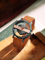 Reloj De Cuarzo Para Hombre TOMI Con Correa De Cuero Minimalista Y Moderna Cristal Hueco Personalizado Resistentes Al Agua - details 9