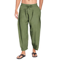 Nuevos Pantalones Harem De Lino Para Hombres Streetwear Joggers De Color Sólido Algodón Ligero Pantalones Casuales De Largo - details 8