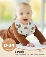 Lictin Baberos Bebe -Recien Nacido Bebé Niña Niño Baberos,Juego de 8 Baberos Bandana, 100% Algodón, Suaves Baberos de Bebé, Adecuados para la Dentición de Bebés de 0-24 Meses - details 2