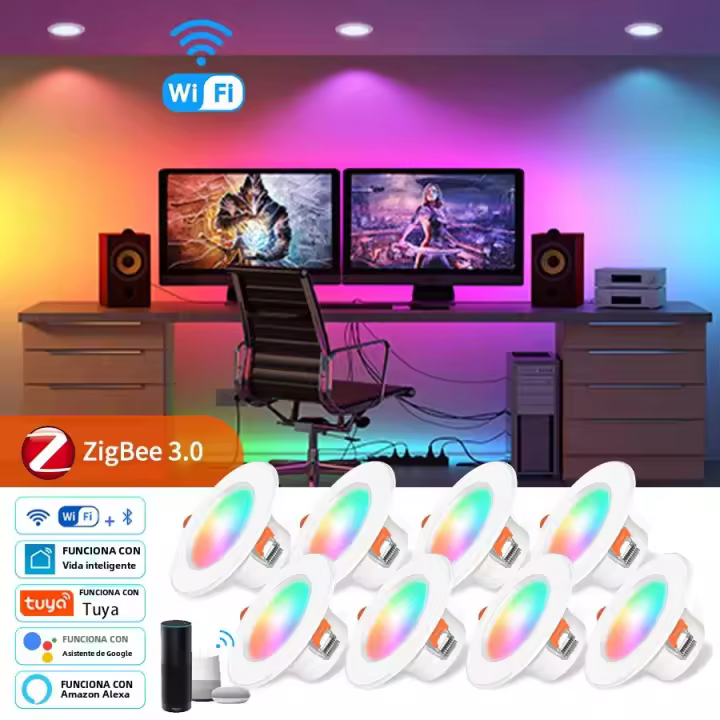 Lámparas LED Inteligentes WiFi Tuya ZigBee3.0 Para Techo Control Remoto Bluetooth Alexa Google Home Luz De Spot Recorrido RGB - 1