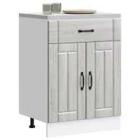 vidaXL Mueble bajo de cocina Lucca madera de ingeniería blanca en color Blanco/Gris sonoma/Gris hormigón y más | almacenamiento funcional diseño moderno para baño dormitorio sala - details 1
