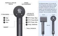 Secador de Pelo Profesional Super Hair Dryer IONIC pantalla LED táctil Diseño Innovador de Ultima generación Sin Aspas, Con Seis Accesorios, incluye soporte de pared, Boquilla Alisadora, Flyaway, Difusor, Boquilla aire suave, Boquilla suave. ALUMAR - details 6