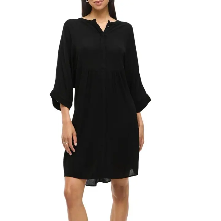 VIPALIVA O-NECK 3/4 DRESS  Black Beauty - 1