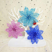 Decoración De Navidad Rosa Artificial Brillante 5/10pcs Flores Para Wreath Accesorios De Colores Adornos Para El Hogar DIY Noel - details 9