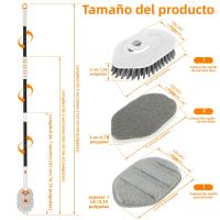 Cepillo De Limpieza Para Azulejos 3 En 1 Con Mango Largo Escobilla De Limpieza De Baño Retráctil Rotativa De 180° Con Esponja Y Microfibra Para Limpieza De Piso Y Ventanas - details 13