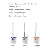 Cepillo De Inodoro Con Soporte De Silicona Limpieza De Baño Accesorios De WC Cepillo Largo Montado En La Pared Para Hogar - details 0