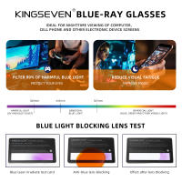 Gafas Antirreflejo KINGSEVEN Para Hombres Y Mujeres Lentes Transparentes Que Bloquean La Luz Azul Estilo Clásico Aleación De Aluminio Marco Rectangular - details 4