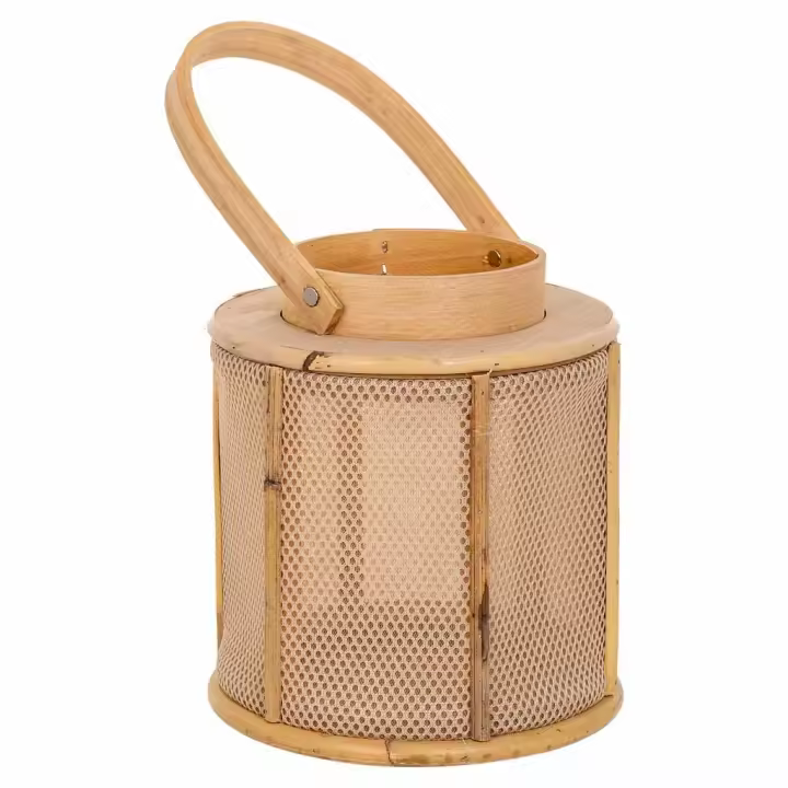 WANDERLUST DECO Farol de madera y bambú marrón d11x17h cm - 1