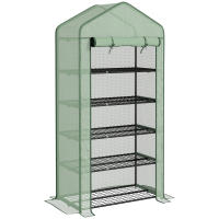 Outsunny Invernadero de Jardín de 5 Niveles Invernadero Resistente con 1 Puerta con Cremallera Anti-UV Diseño Ensanchado y Estantes para Cultivo de Plantas en Terraza Patio 90x49x193 cm - details 0