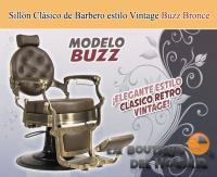 Sillón Clásico de Barbero hidráulico estilo Retro Vintage con reposapies integrado Modelo Buzz Bronze Marrón - details 0