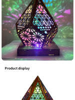 Lámpara De Mesa Bohemia LED Proyección 3D Geométrica Multicolor Vintage Ambiente Noche Decoración Figura De Madera Moderna - details 7