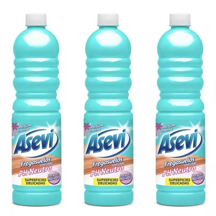 ASEVI- Pack 3 Fregasuelos Asevi PH Neutro 1000 ml (1L) Superficies delicadas Concentrado PH Neutro  Aroma Fresco - 1