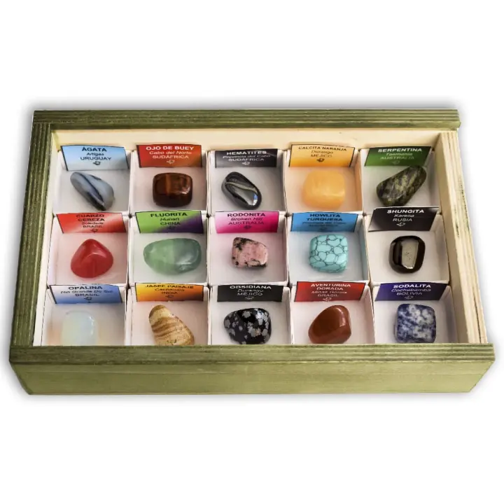 Minerales y Fósiles Nano Colección de 15 Minerales Pulidos 2 - 1