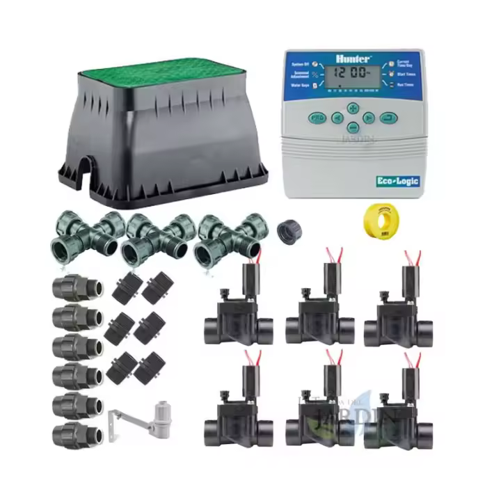 HUNTER Pack RIEGO AUTOMATICO Hunter Irrigation 24V, 6 Zonas de Riego para tuberia de 32mm - 1