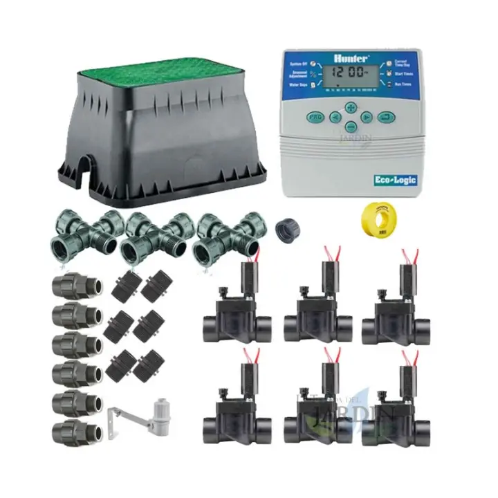 HUNTER Pack RIEGO AUTOMATICO Hunter Irrigation 24V, 6 Zonas de Riego para tuberia de 32mm - 1