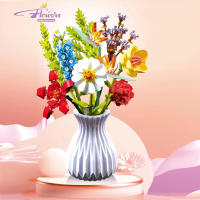 Bloques De Construcción De Bouquet De Flores Eterna Rosa Y Girasol Modelo De Planta Con Vaso Juguete DIY Para Niños Regalos Creativos Decoraciones De Escritorio - details 24