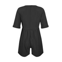 Monos De Verano Casuales Para Mujer Con Hombros Descubiertos Y Mangas Cortas Ruched Estilo Romper De Piernas Largas Con Bolsillos De Poliéster - details 55