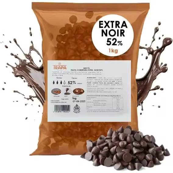 Coberturas de Chocolate Trapa - Bolsa Kilo - 70% Negro - Extra Leche - Chocolate Blanco - Sin Azucar - 52% Negro - Especial Reposteria - Gotas de Chocolate - 1