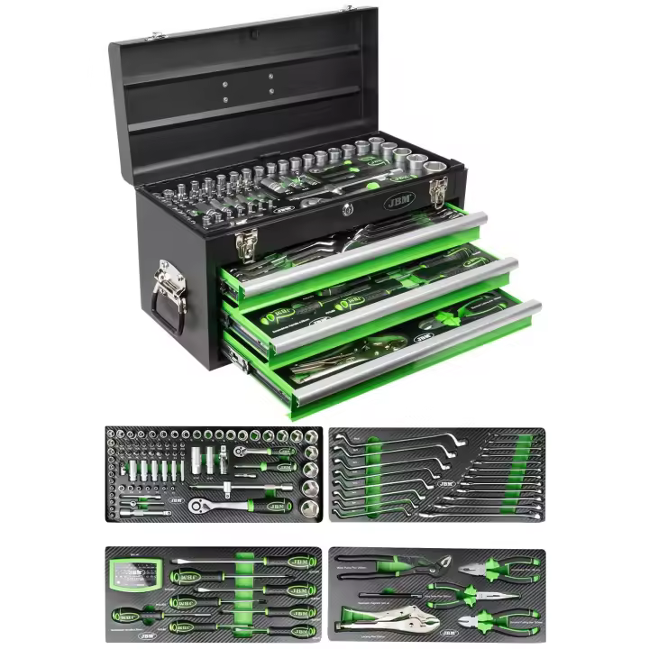 CAJA METALICA CON HERRAMIENTAS 143 PIEZAS CINCADO COFRE HERRAMIENTAS - 1
