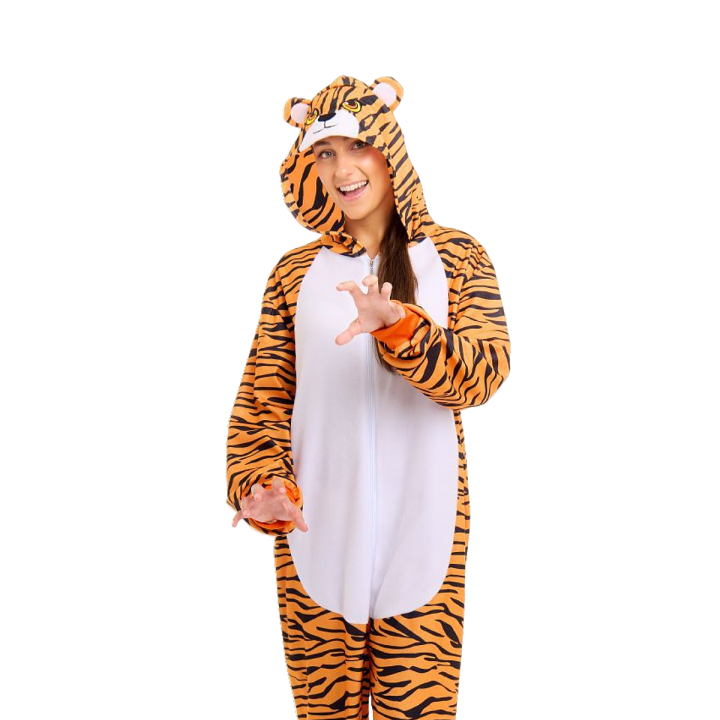 Pijamas de Animales para Adultos, Ropa de Dormir para Disfraz de Tigre Cosplay de Animales para Hombres Y Niños, Ropa de hogar Unisex de una Pieza