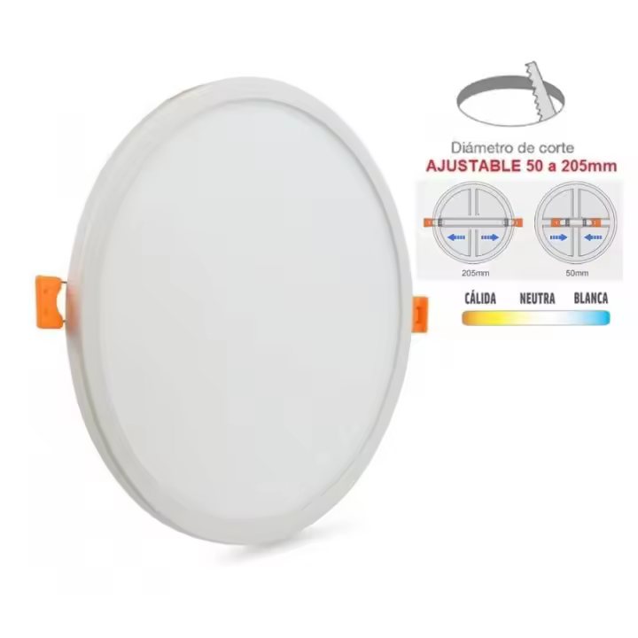 PANEL LED REDONDO - ajustable - 20w 3000K www.adocevoltios.com - 1