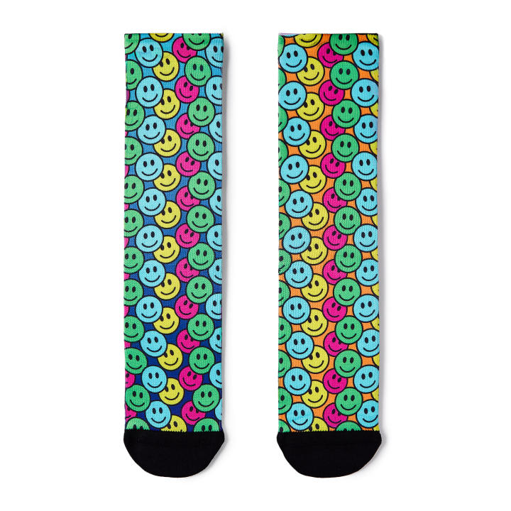 Ruperga 3D Print  - Calcetines Deportivos, Divertidos, Tejido SoftAir+, Termorregulador, para CrossFit, Pádel, Tenis, Running, Skate, Ciclismo, MTB, Senderismo, Yoga, Gimnasio, Trail, SMILE