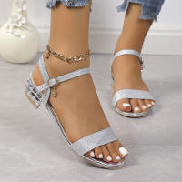 Sandalias De Tacones Gruesos Y Punta Redonda Versátiles Para Mujer Moda Primavera Otoño Confort Elegante Casual Slip-On PU - details 9