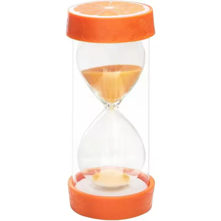 Reloj de arena de frutas, temporizador de arena de seguridad colorido, reloj de arena de vidrio con base protectora para decoración del hogar, escritorio, cocina (naranja, 60 minutos) - 1