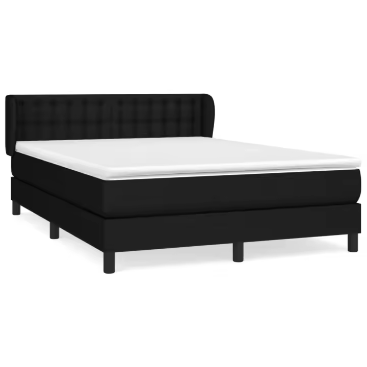 vidaXL Cama box spring con colchón tela negro 140x200 cm - 1