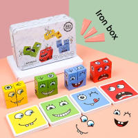 Cubo Mágico De Madera Para Niños Juego Interactivo De Expresiones Faciales Con Cambios De Cara Para 4 Jugadores Bloques De Construcción Educativos - details 0
