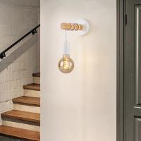 Lámpara De Pared Vintage En Madera Retro Fijación En Pared Luz Interior Decorativa Para Hogar Comedor Dormitorio Iluminación - details 3