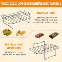 2Pcs Rack De Fritura Con 4 Palillos Para Barbacoa Para Asadores De Doble Cesta De Acero Inoxidable 304 Accesorios De Air Fryer - details 1