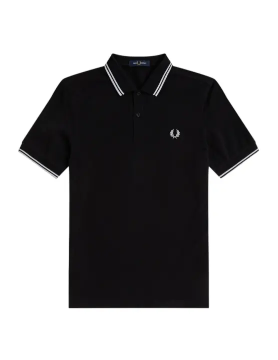 Fred Perry Polo Twin Tipped Negro Hombre - Tejido de Piqué de Algodón - 1