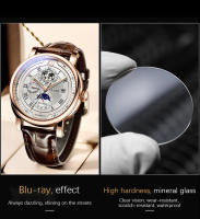 Reloj Mécanico Para Hombre TEVISE 2025 Resistantes Al Agua Con Fase Lunar Cuero De Lujo Automático De Marca Top Reloj De Pulsera - details 14