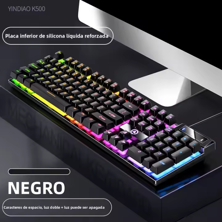 Teclado De Juego 104 Teclas Con Retroiluminación Colorida Teclado Cableado Sentido Mécanico Para Computadora Periféricos E-sports Para Desktop Laptop - 1