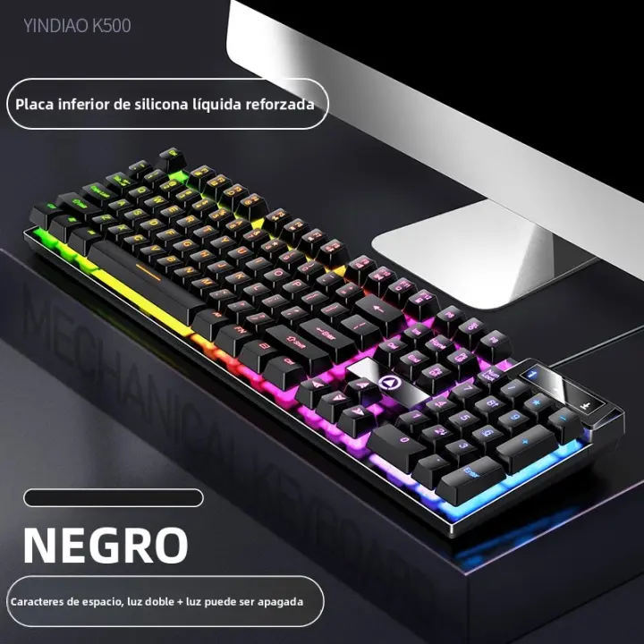 Teclado De Juego 104 Teclas Con Retroiluminación Colorida Teclado Cableado Sentido Mécanico Para Computadora Periféricos E-sports Para Desktop Laptop - 1