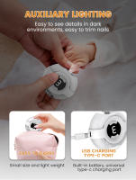 Afeitadora De Uñas Eléctrica Con Luz LED Y Rotación 360° Cortauñas Para Niños Y Adultos Trimmer De Uñas Y Pies - details 2