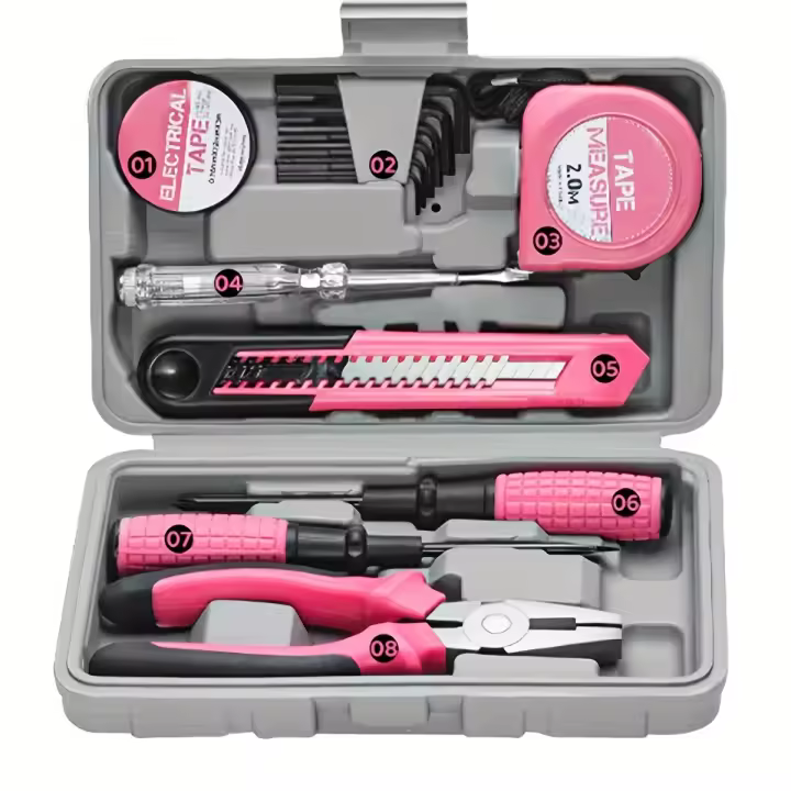 Juego De Herramientas DIY Para Mujer 13pcs Rosa Kit Pequeño De Herramientas Básicas Para El Hogar Oficina Y Dormitorio Universitario - 1