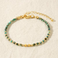 Pulsera Bohemia De Piedra Preciosa Semi-preciosa Y Hierro Con Cuentas Cuadradas De 2mm Y Cobre Estilo Diario Para Juntar Joyería Bonita - details 2