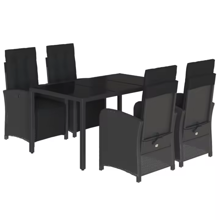 vidaXL Set de muebles jardín 5 pzas con cojines ratán sintético negro - 1
