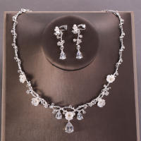 Juego De Collar Y Aretes De Flores Con Rhinestone Zircon Para Bodas Joyería De Novia Accesorios Para Vestidos De Novia Fiesta Regalo Para Mujeres - details 6